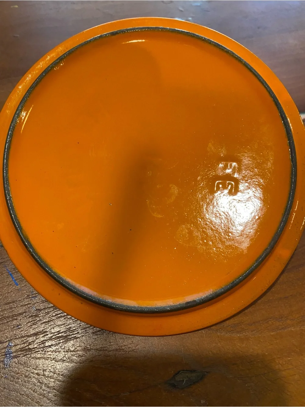 Descoware Red-Orange Round Pot Lid with Handle
